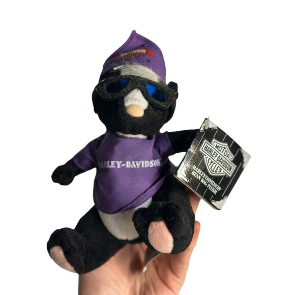 VTG 1999 Harley-Davidson "Starke" the Skunk Bean Bag Plush | Purple & Black - Picture 1 of 6